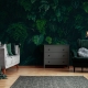 Tropical Monstera Leaves Wallpaper, Dark Forest Peel and Stick wallpaper, green tropical leaves, Peel and Stick, temporary wallpaper