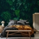 Tropical Monstera Leaves Wallpaper, Dark Forest Peel and Stick wallpaper, green tropical leaves, Peel and Stick, temporary wallpaper