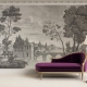 Black and White Landscape Wallpaper Peel and Stick, Removable Wallpaper, old Italian landscape