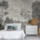 Black and White Landscape Wallpaper Peel and Stick, Removable Wallpaper, old Italian landscape