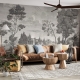 Black and White Landscape Wallpaper Peel and Stick, Removable Wallpaper, old Italian landscape