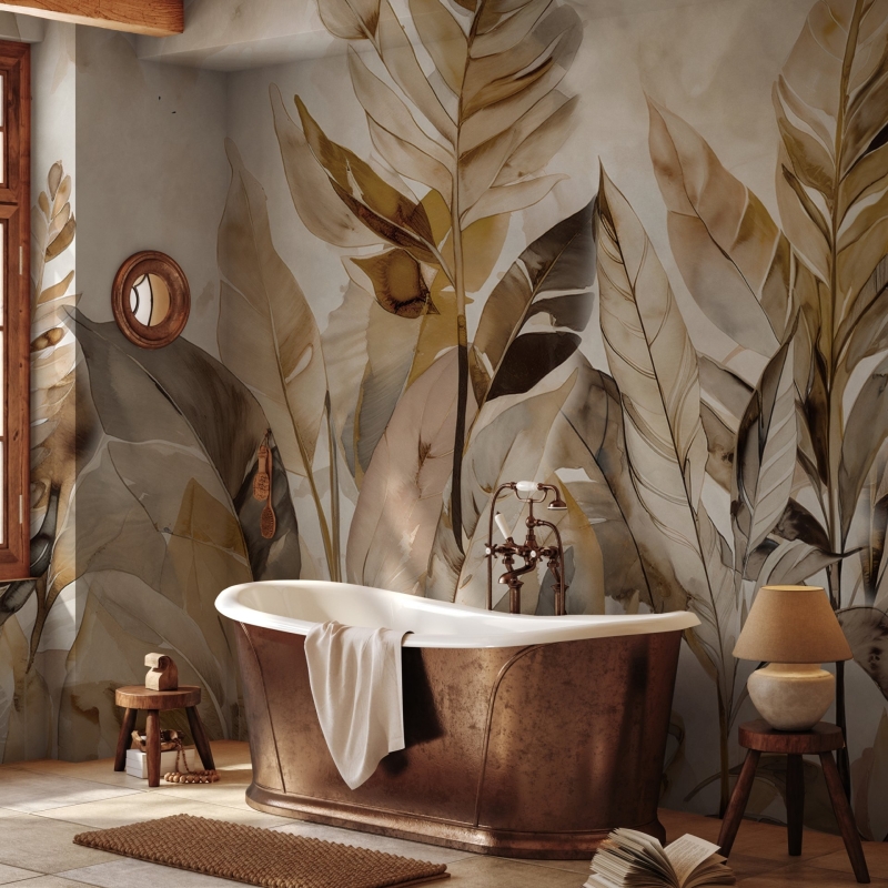 Tropical Removable Wallpaper. Banana Leaves Wallpaper. Modern Wallpaper. Peel and stick Wallpaper. Self-adhesive Wallpaper