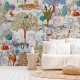 Botanical wallpaper, tiger, birds and plants, removable wall murals