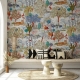Botanical wallpaper, tiger, birds and plants, removable wall murals