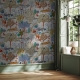 Botanical wallpaper, tiger, birds and plants, removable wall murals