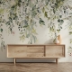 Floral Wallpaper Peel and Stick | Watercolor floral arrangements with leaves and herbs