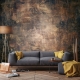 Copper Concrete Stone textured brown wallpaper that replicates the appearance of materials such as marble, wood, Peel and Stick