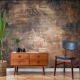 Copper Concrete Stone textured brown wallpaper that replicates the appearance of materials such as marble, wood, Peel and Stick