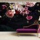 Dark Floral Wallpaper Peel and Stick l Big Watercolor Peony Flowers Wall mural l Temporary Wallpaper