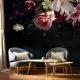 Dark Floral Wallpaper Peel and Stick l Big Watercolor Peony Flowers Wall mural l Temporary Wallpaper