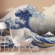Wave Wallpaper Peel and Stick | Pink Blue Ocean Waves Wall Mural
