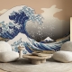 Wave Wallpaper Peel and Stick | Pink Blue Ocean Waves Wall Mural