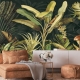 Vintage Tropical Wallpaper, Leaf Wallpaper Peel and Stick, Watercolor Tropical Leaves Wall Mural