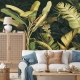 Vintage Tropical Wallpaper, Leaf Wallpaper Peel and Stick, Watercolor Tropical Leaves Wall Mural