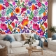 Colorful flowers and tropic leaves wallpaper, Adhesive Wallpaper, Wall mural, Removable, temporary wallpaper Peel & Stick