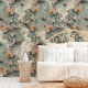 Colorful flowers and tropic leaves wallpaper, Adhesive Wallpaper, Wall mural, Removable, temporary wallpaper Peel & Stick