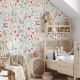 Watercolor Wild Flower Wallpaper l Soft Botanical Floral Wall Mural | Little Floral with Grass Wallpaper | Field Flowers Wall Mural
