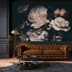 Dark Peony flowers wallpaper Mural - peony floral mural, Floral Wallpaper - Removable Wallpaper - Dark Floral wallpaper