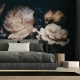 Dark Peony flowers wallpaper Mural - peony floral mural, Floral Wallpaper - Removable Wallpaper - Dark Floral wallpaper