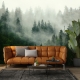 Foggy Forest Wallpaper - peel and stick, removable, Landscape Mural, Mountains, Wall Decoration, Wood, Nature, Forest Mural, Green Forest