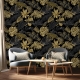 Black and Gold leaves on dark background peel and stick removable wallpaper Gold color doesnt shine, it is matte