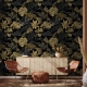 Black and Gold leaves on dark background peel and stick removable wallpaper Gold color doesnt shine, it is matte