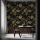 Black and Gold leaves on dark background peel and stick removable wallpaper Gold color doesnt shine, it is matte