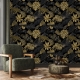 Black and Gold leaves on dark background peel and stick removable wallpaper Gold color doesnt shine, it is matte