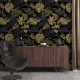 Black and Gold leaves on dark background peel and stick removable wallpaper Gold color doesnt shine, it is matte