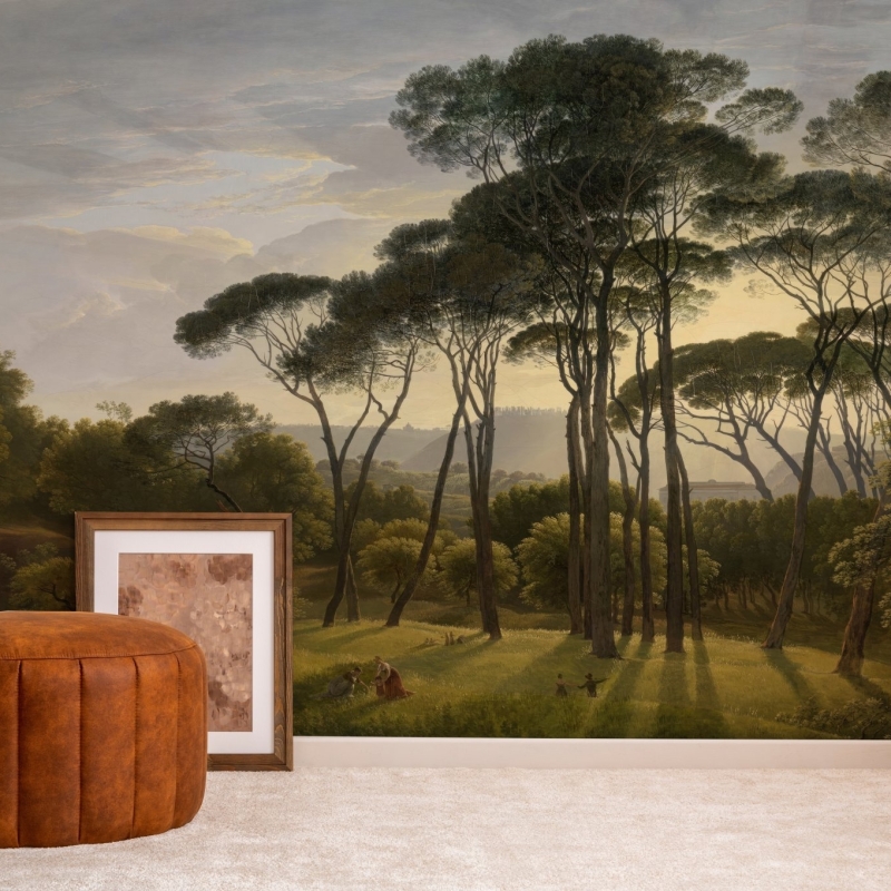 Umbrella Pines Wallpaper, Forest Wallpaper, Peel and Stick, Removable Wallpaper