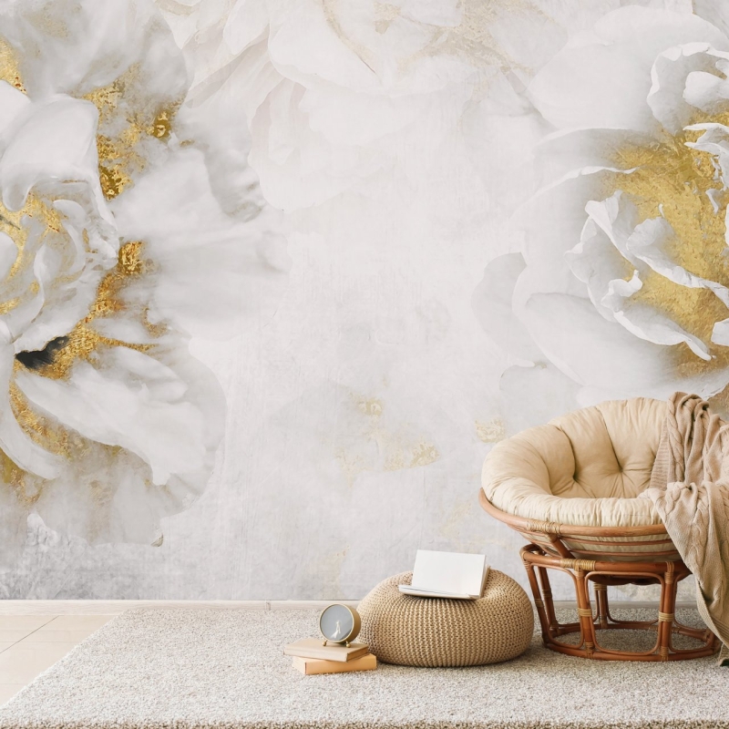 Peel and Stick Removable Wallpaper , Floral Wallpaper Peonies, Self-Adheseve Wallpaper Flowers Wallpaper
