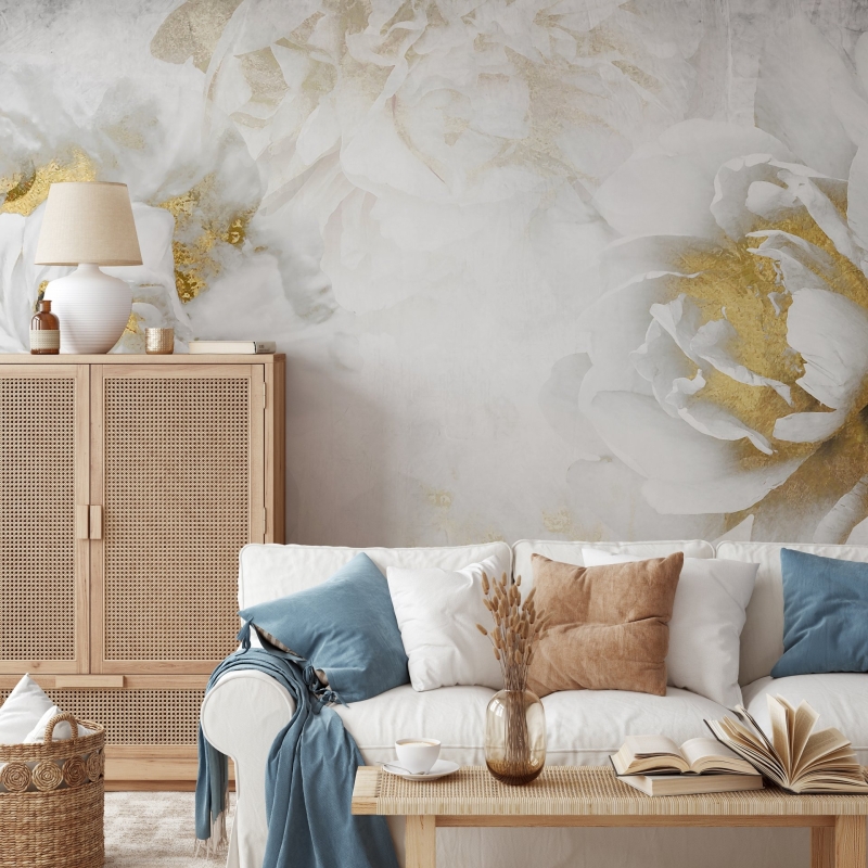 Peel and Stick Removable Wallpaper , Floral Wallpaper Peonies, Self-Adheseve Wallpaper Flowers Wallpaper