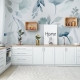 Peel and Stick floral wallpaper, Blue Flowers, Self Adhesive Wallpaper, Botanical Wallpaper, Removable Wallpaper