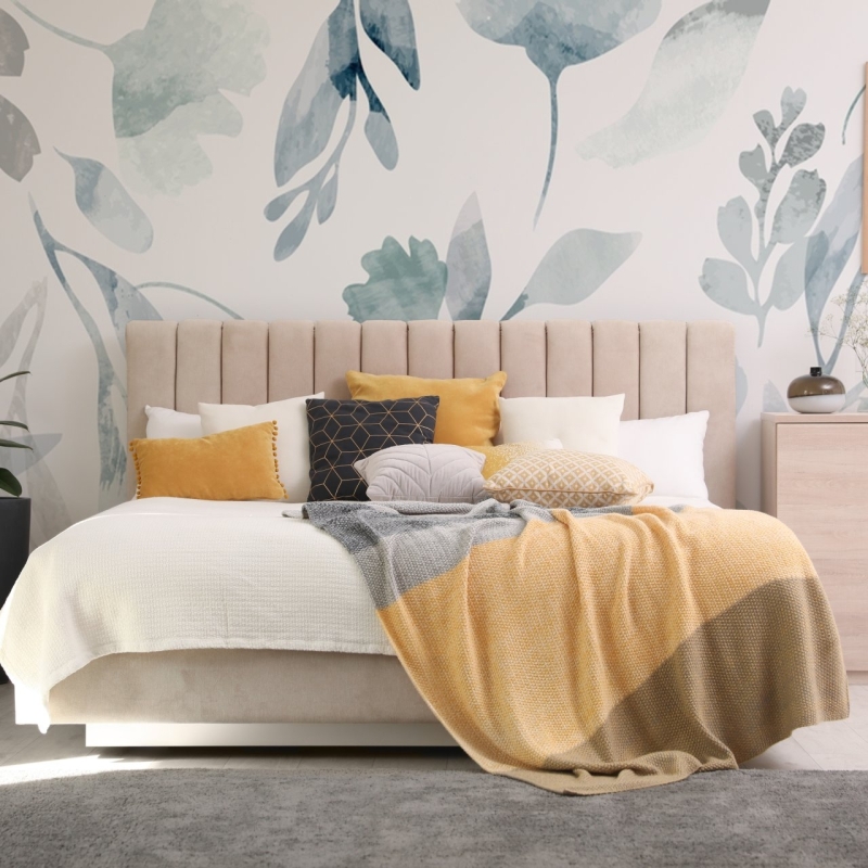 Peel and Stick floral wallpaper, Blue Flowers, Self Adhesive Wallpaper, Botanical Wallpaper, Removable Wallpaper