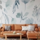 Peel and Stick floral wallpaper, Blue Flowers, Self Adhesive Wallpaper, Botanical Wallpaper, Removable Wallpaper