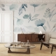 Peel and Stick floral wallpaper, Blue Flowers, Self Adhesive Wallpaper, Botanical Wallpaper, Removable Wallpaper