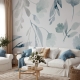 Peel and Stick floral wallpaper, Blue Flowers, Self Adhesive Wallpaper, Botanical Wallpaper, Removable Wallpaper