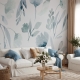Peel and Stick floral wallpaper, Blue Flowers, Self Adhesive Wallpaper, Botanical Wallpaper, Removable Wallpaper