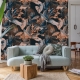 Dark floral Wallpaper, Peel and Stick, Large Flowers Wall Mural