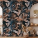Dark floral Wallpaper, Peel and Stick, Large Flowers Wall Mural