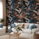 Dark floral Wallpaper, Peel and Stick, Large Flowers Wall Mural