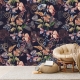 Dark Floral Wallpaper, Peel and Stick, Animal Wallpaper