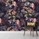 Dark Floral Wallpaper, Peel and Stick, Animal Wallpaper