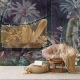 Black panther in the jungle Wallpaper,Tropical Leaves, Removable Wallpaper