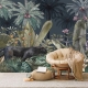 Black panther in the jungle Wallpaper,Tropical Leaves, Removable Wallpaper