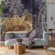 Black panther in the jungle Wallpaper,Tropical Leaves, Removable Wallpaper