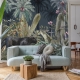 Black panther in the jungle Wallpaper,Tropical Leaves, Removable Wallpaper