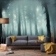 Mysterious foggy Forest Wallpaper, Deep Forest, Mystic Forest Wall Mural