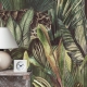 Removable Botanical Vintage Wallpaper, Leaves Wallpaper, Wild Cats