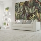 Removable Botanical Vintage Wallpaper, Leaves Wallpaper, Wild Cats